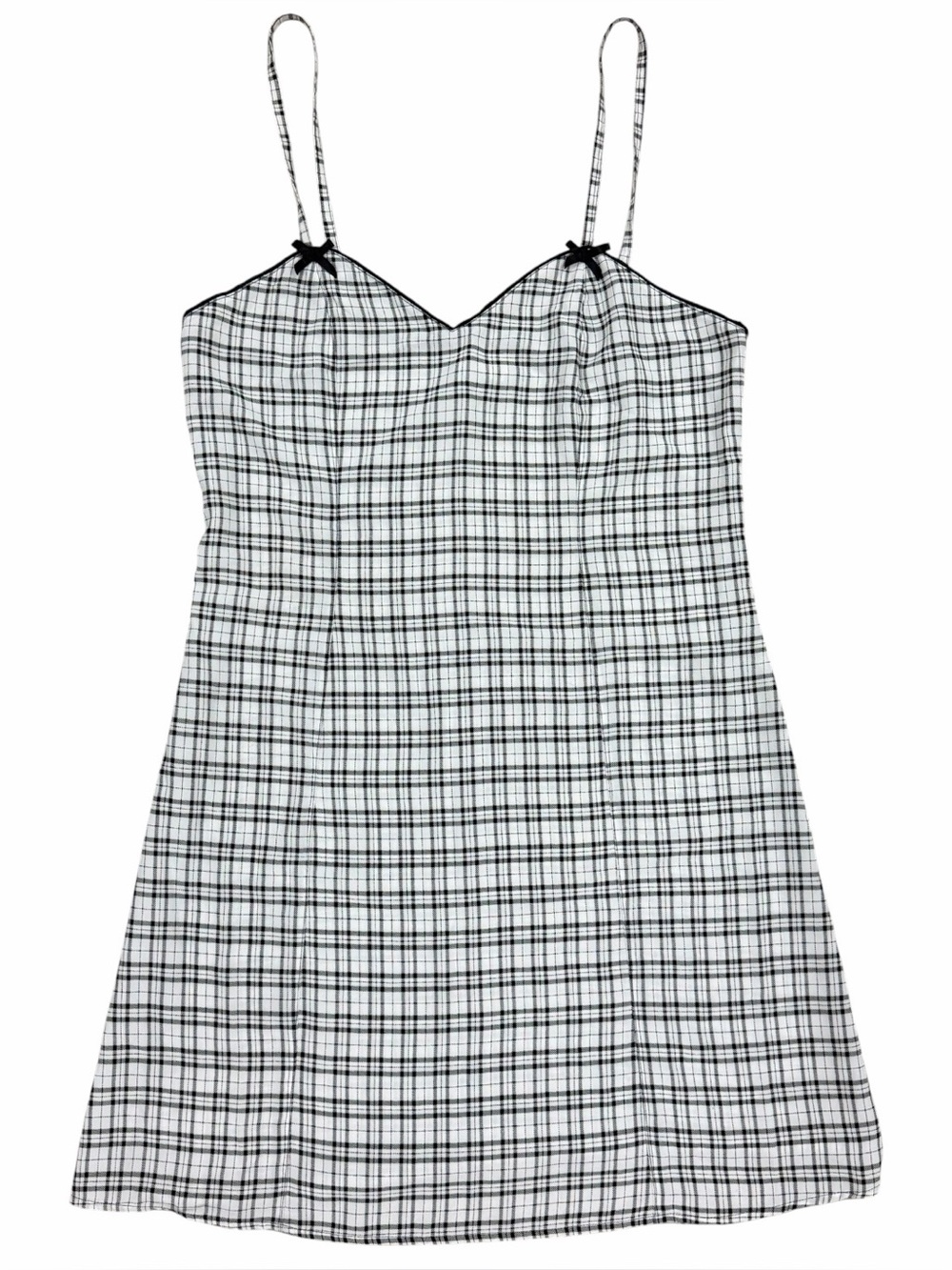 Vintage Talbots White & Black Plaid Mini Slip Dress